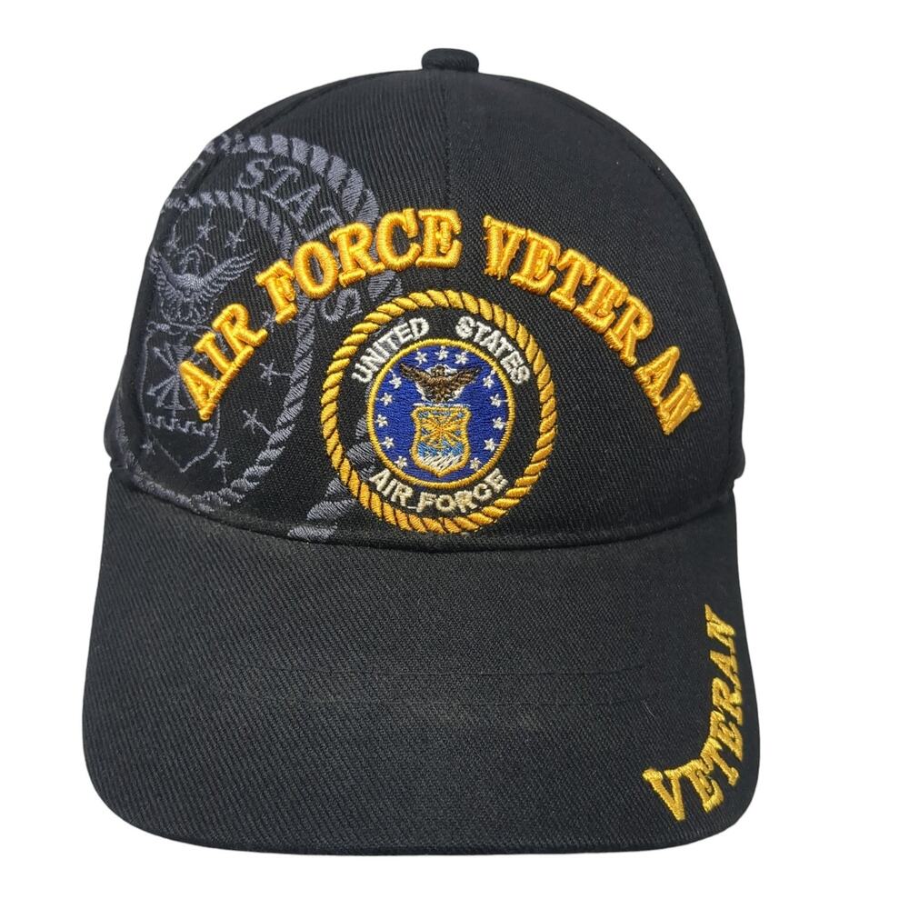Air Force Veteran United States Baseball Cap Black One Size Adjustable Santo Cap